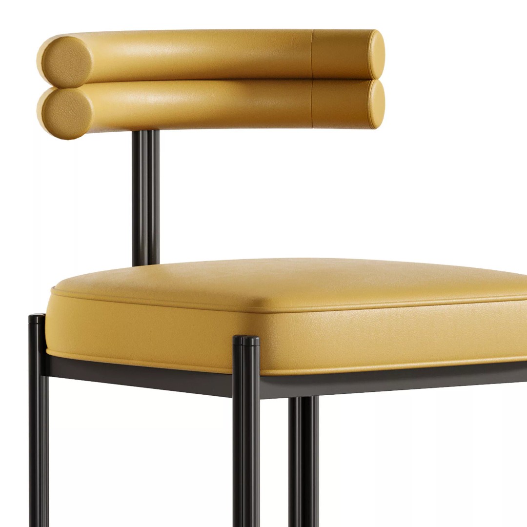 Industrial Velvet Dining Room Chair 3D Model – High Poly PBR Asset, FBX, OBJ - View 13