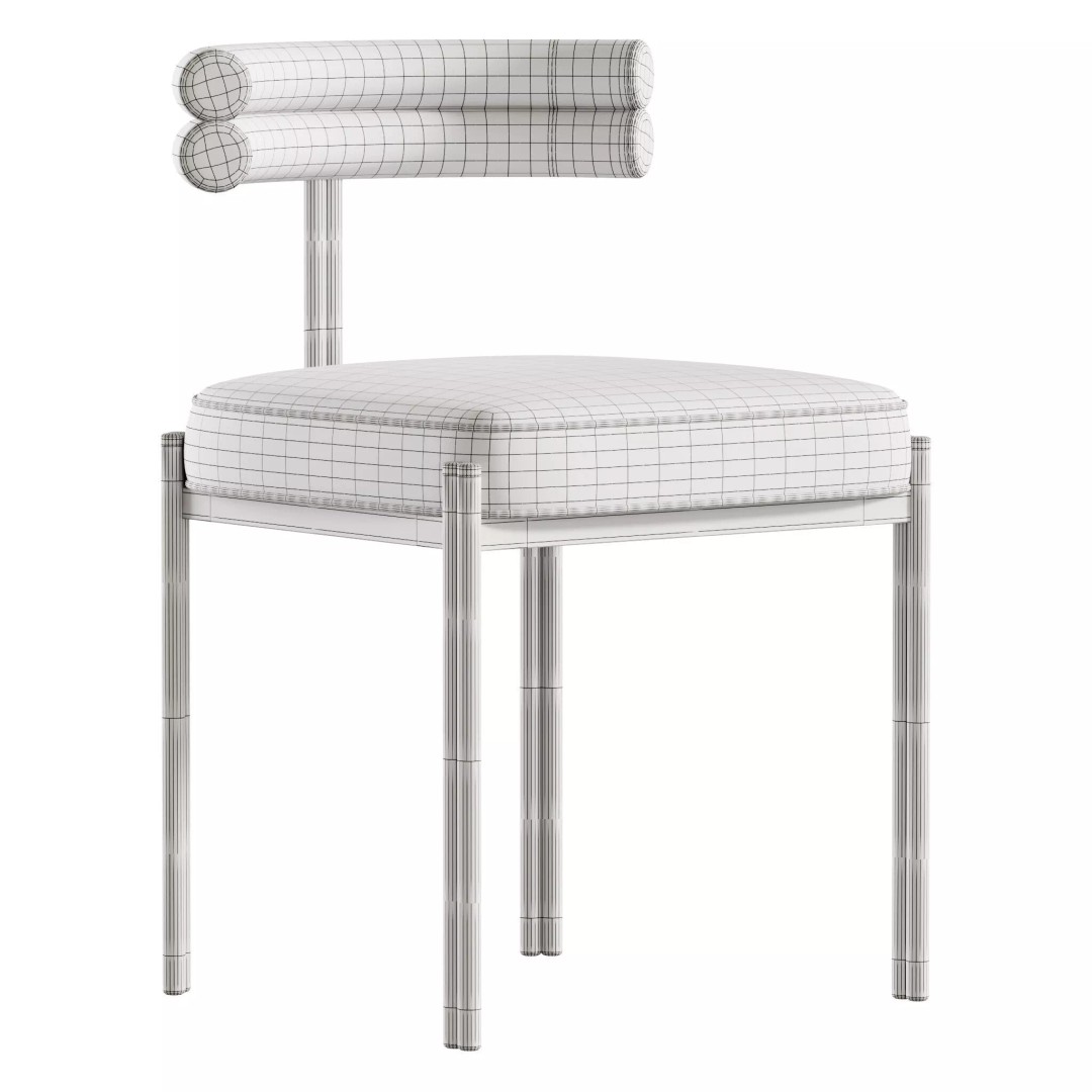 Industrial Velvet Dining Room Chair 3D Model – High Poly PBR Asset, FBX, OBJ - View 15