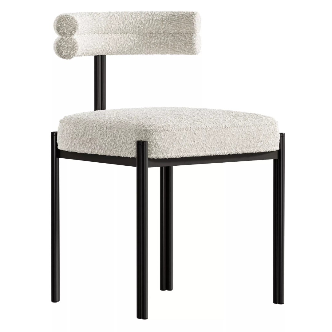 Industrial Velvet Dining Room Chair 3D Model – High Poly PBR Asset, FBX, OBJ - View 3