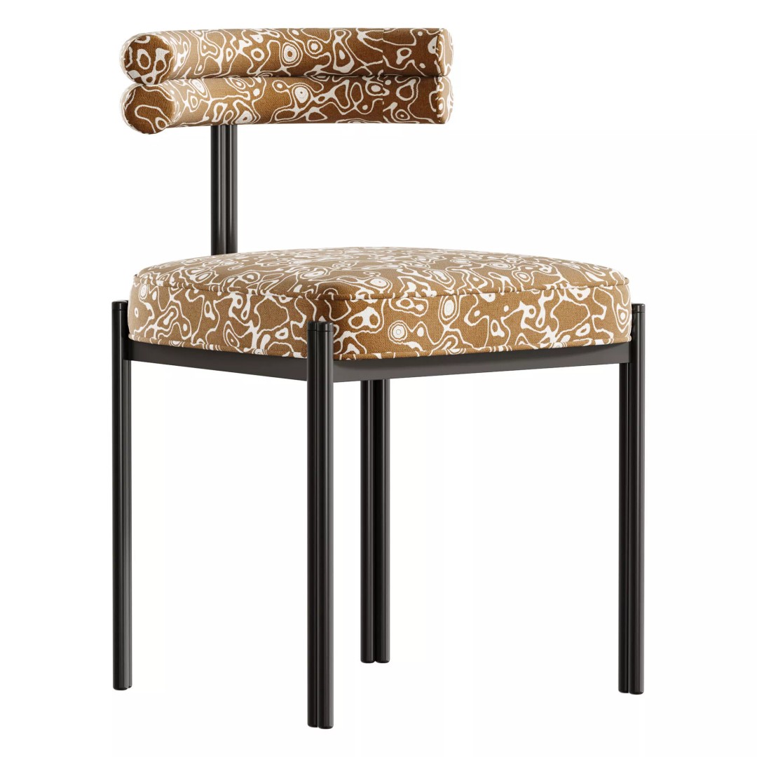 Industrial Velvet Dining Room Chair 3D Model – High Poly PBR Asset, FBX, OBJ - View 4