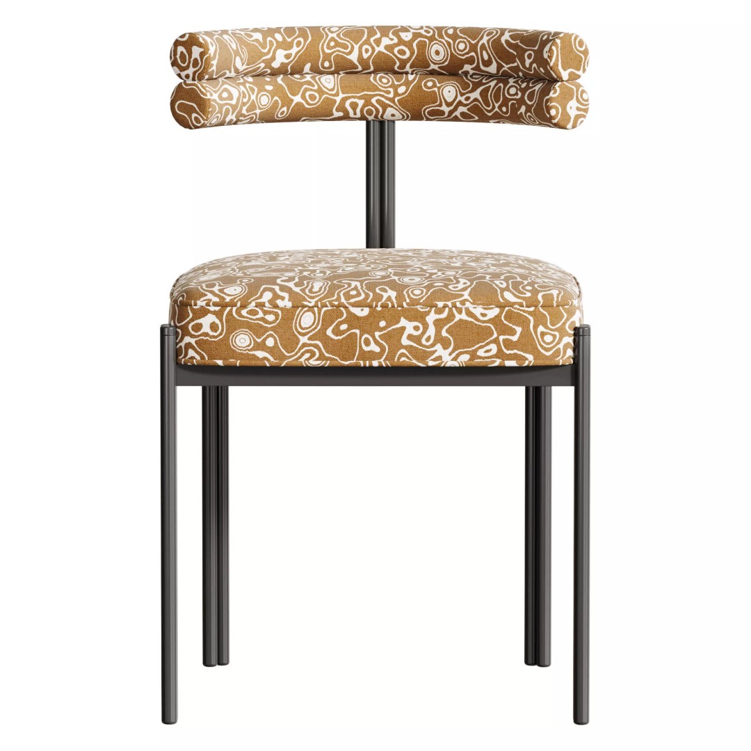Industrial Velvet Dining Room Chair 3D Model – High Poly PBR Asset, FBX, OBJ - View 5