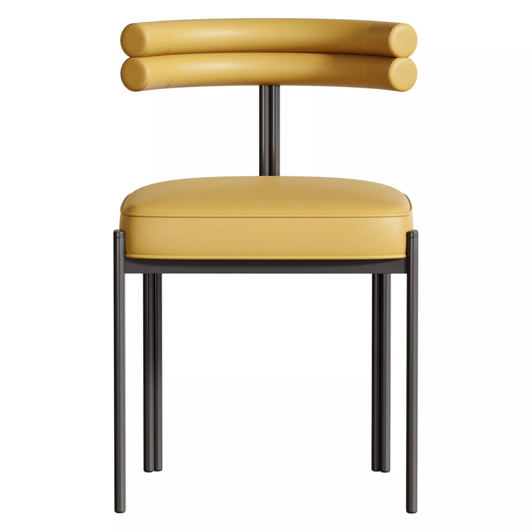 Industrial Velvet Dining Room Chair 3D Model – High Poly PBR Asset, FBX, OBJ - View 7