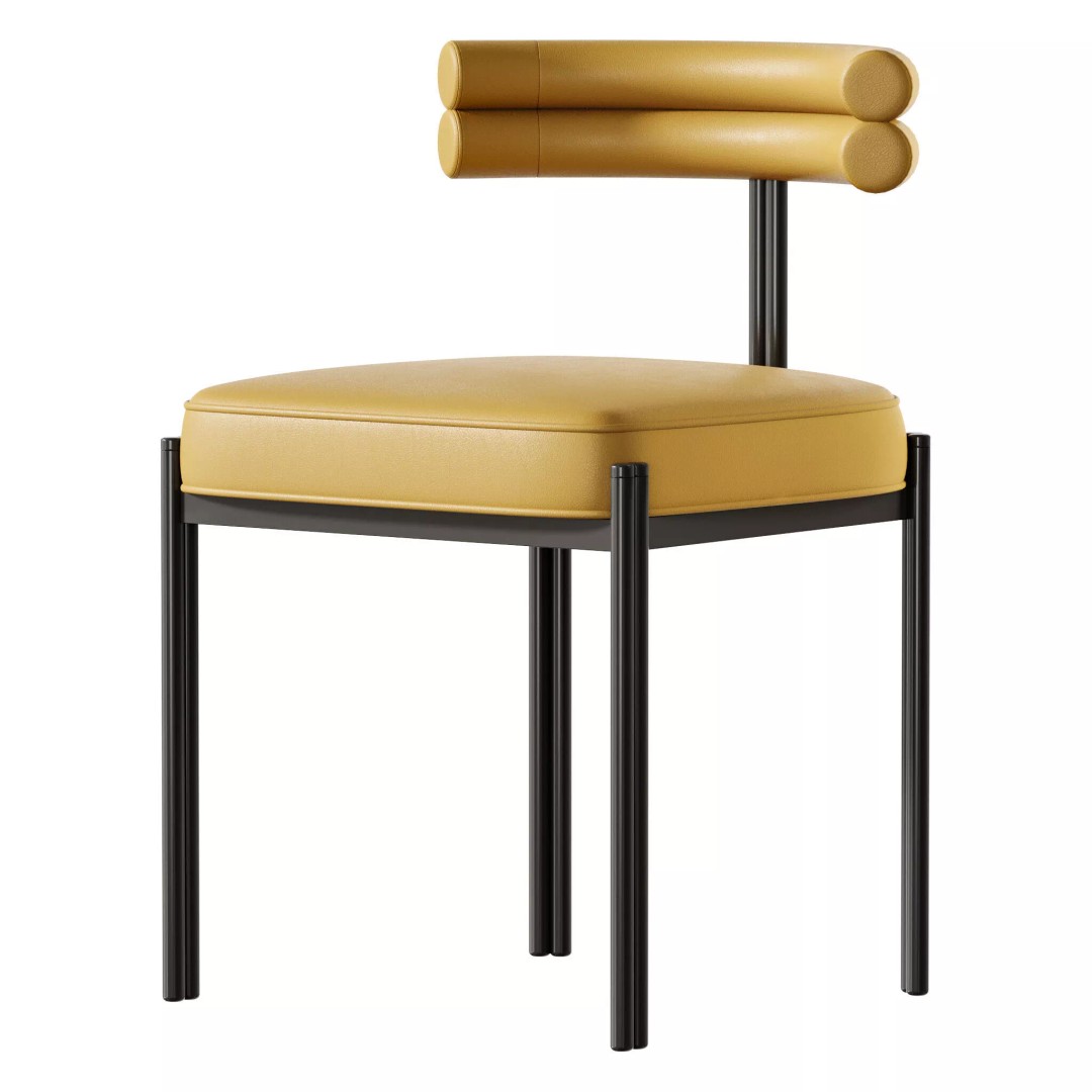 Industrial Velvet Dining Room Chair 3D Model – High Poly PBR Asset, FBX, OBJ - View 8