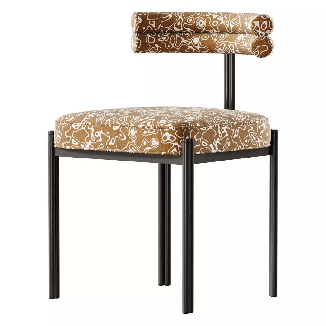 Industrial Velvet Dining Room Chair 3D Model – High Poly PBR Asset, FBX, OBJ - View 9