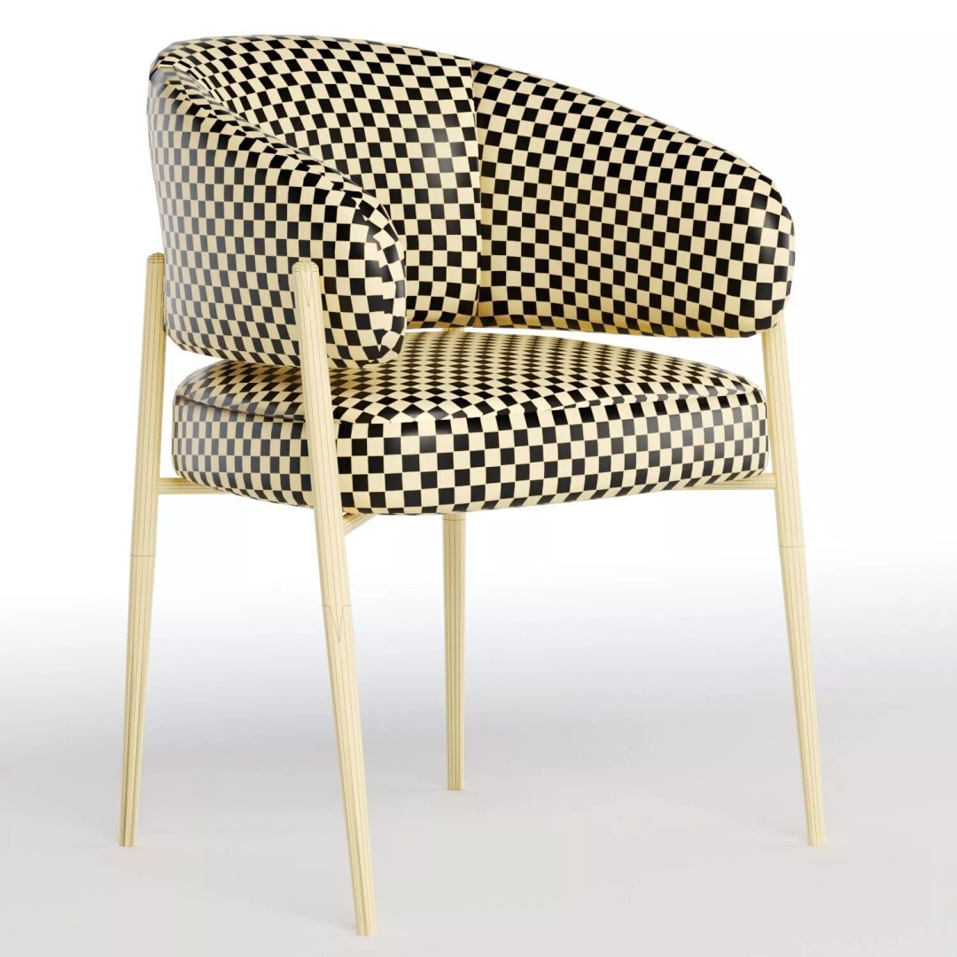 Linda Dining Chair 3D Model – Modern Fabric Seat with Textures