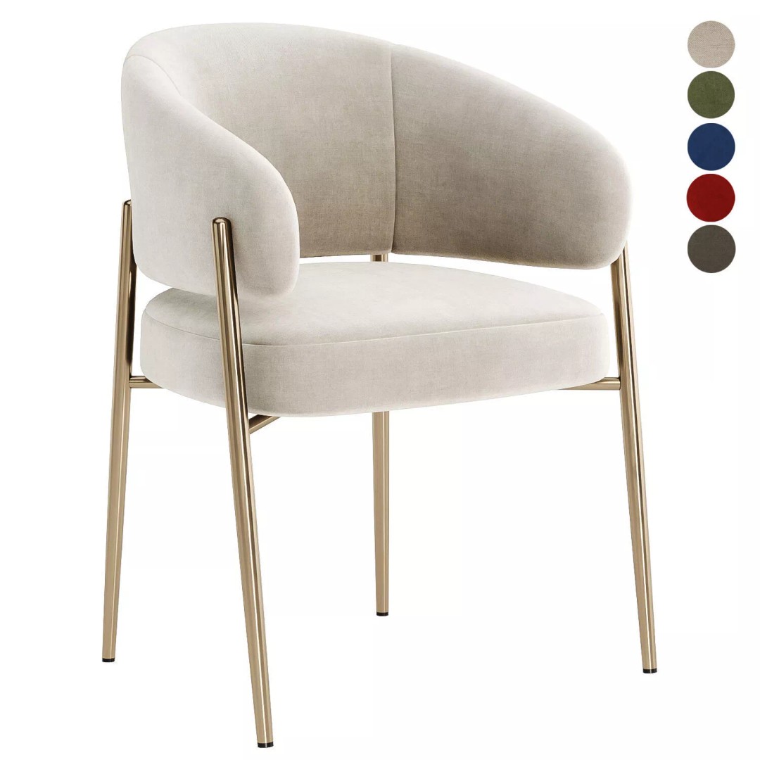Linda Dining Chair 3D Model – Modern Fabric Seat with Textures - View 2