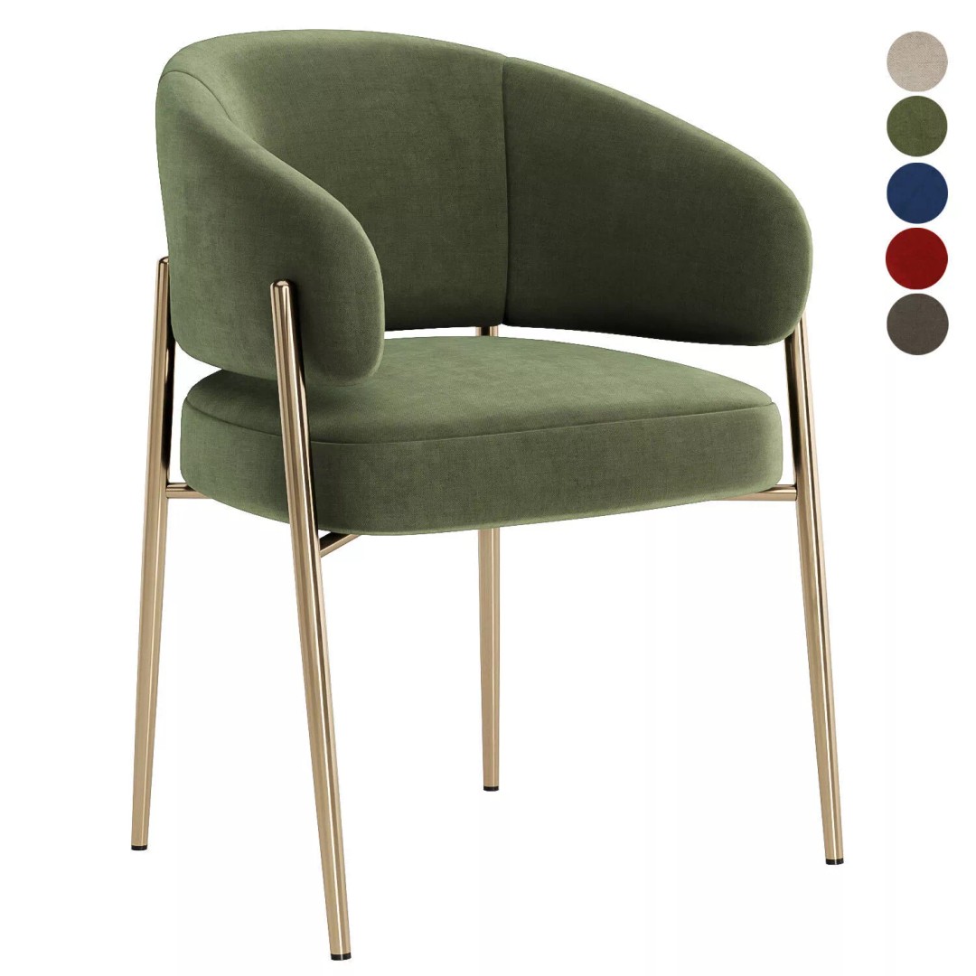 Linda Dining Chair 3D Model – Modern Fabric Seat with Textures - View 3