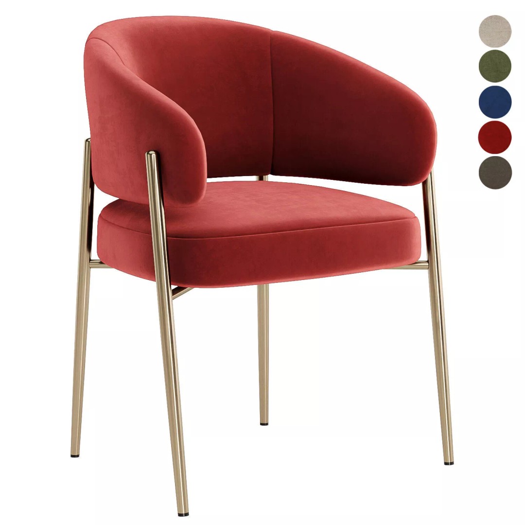 Linda Dining Chair 3D Model – Modern Fabric Seat with Textures - View 4