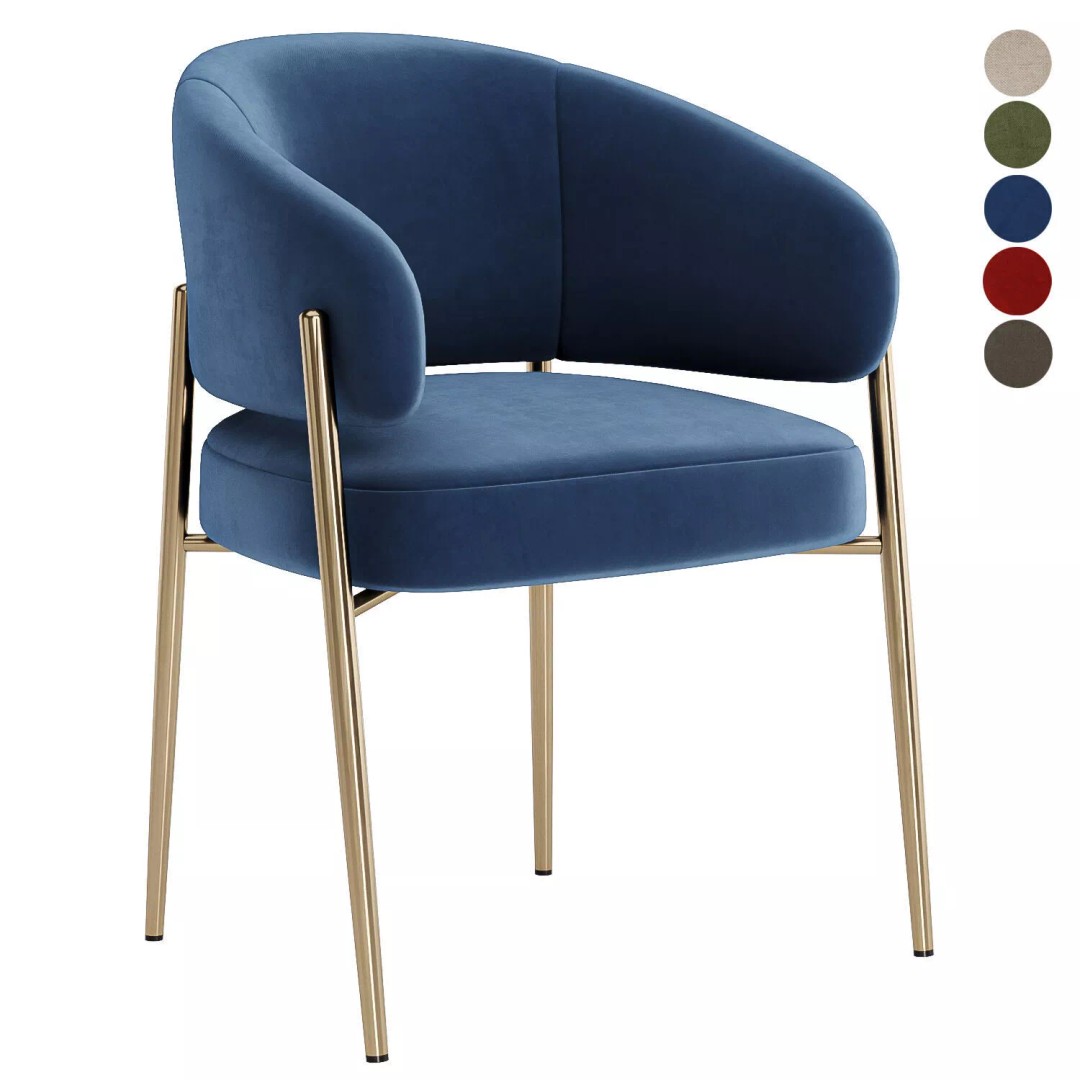Linda Dining Chair 3D Model – Modern Fabric Seat with Textures - View 5