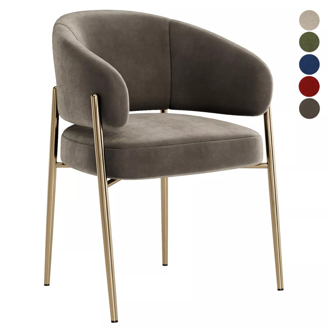 Linda Dining Chair 3D Model – Modern Fabric Seat with Textures - View 7