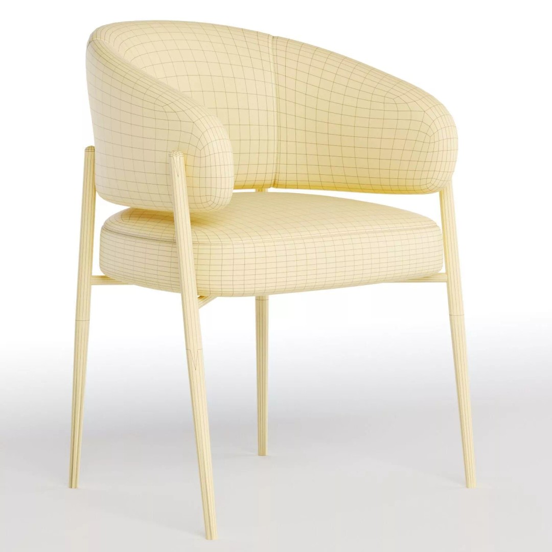 Linda Dining Chair 3D Model – Modern Fabric Seat with Textures - View 9