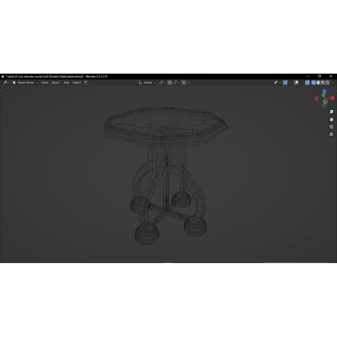 Table 3D Model – High Detailed PBR Furniture Asset, Blender, FBX - View 13