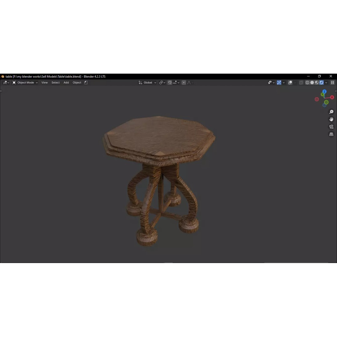 Table 3D Model – High Detailed PBR Furniture Asset, Blender, FBX - View 2