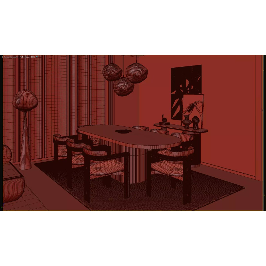 Warm Luxe Wood Living Room 3D Model – High Poly Interior Scene, FBX, OBJ