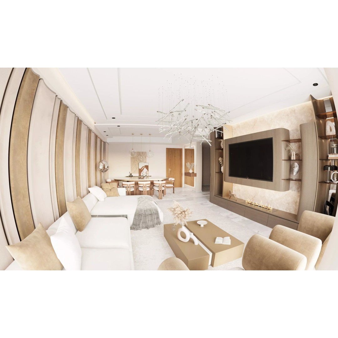 Warm Luxe Wood Living Room 3D Model – High Poly Interior Scene, FBX, OBJ - View 15