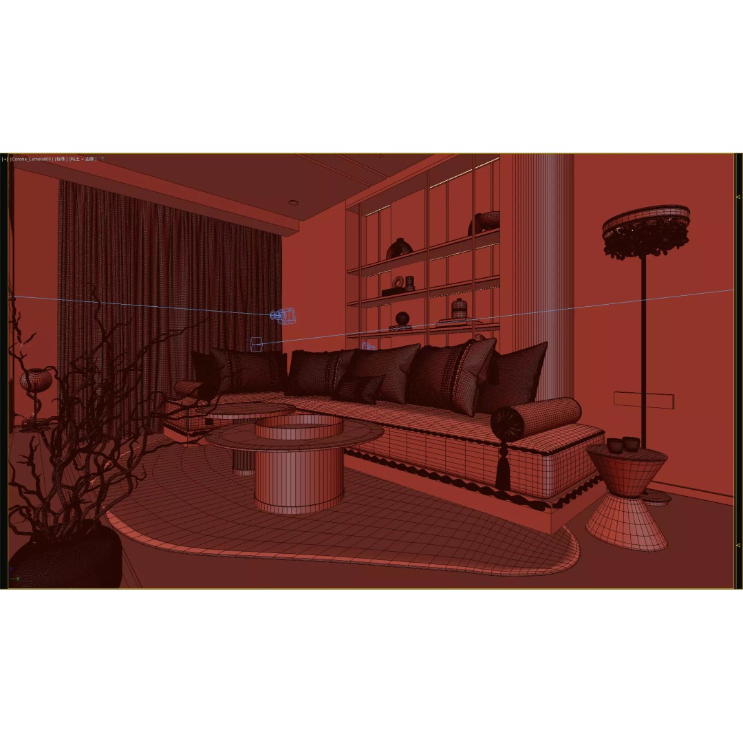 Warm Luxe Wood Living Room 3D Model – High Poly Interior Scene, FBX, OBJ - View 18