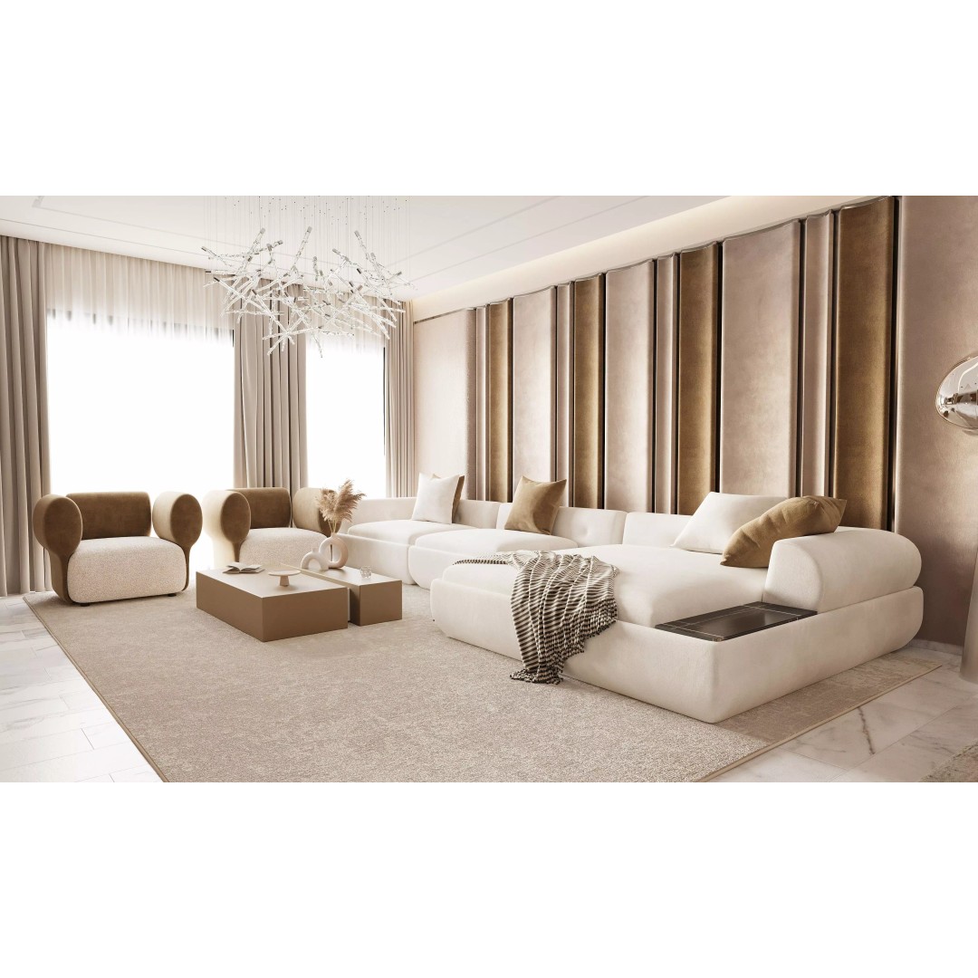 Warm Luxe Wood Living Room 3D Model – High Poly Interior Scene, FBX, OBJ - View 4