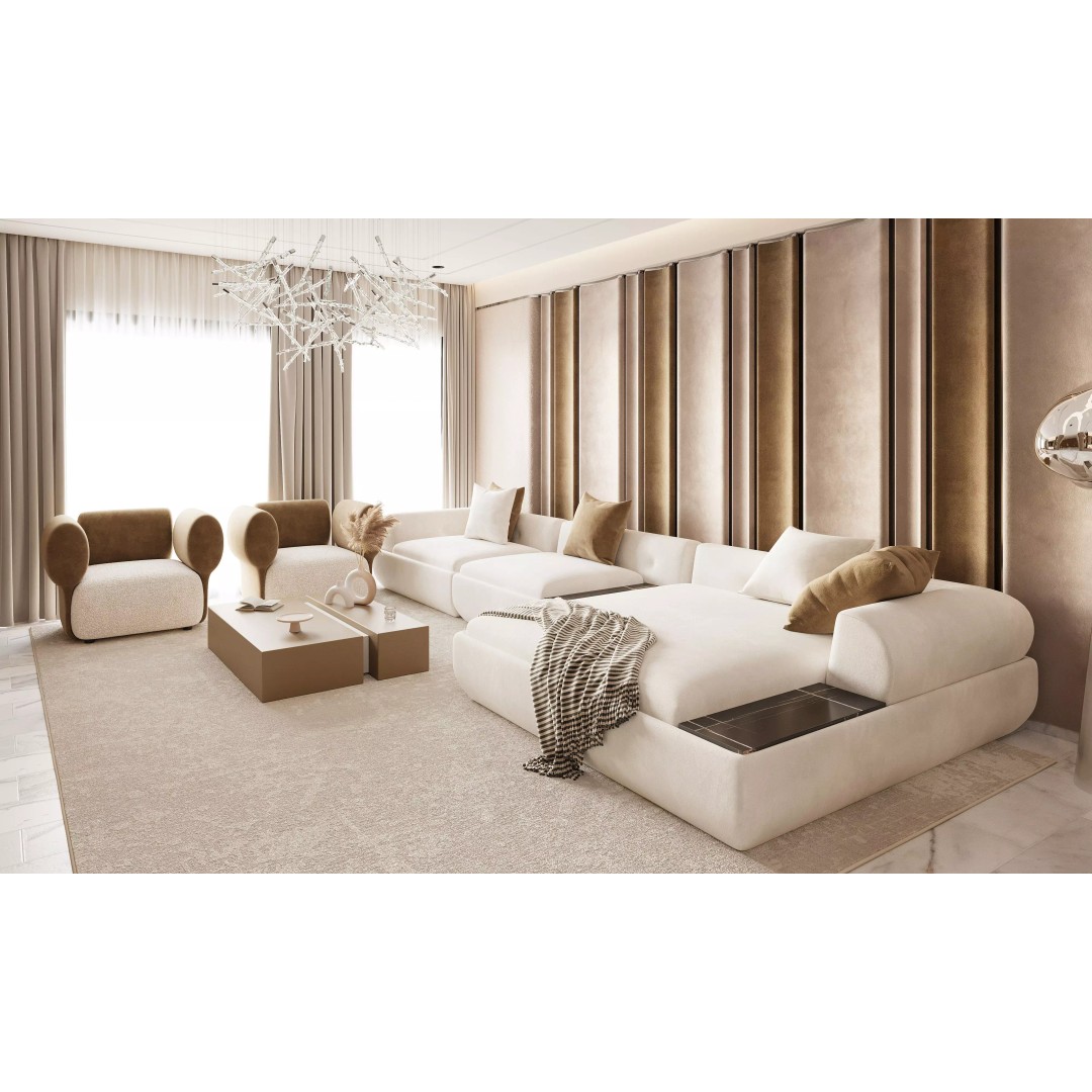 Warm Luxe Wood Living Room 3D Model – High Poly Interior Scene, FBX, OBJ - View 5