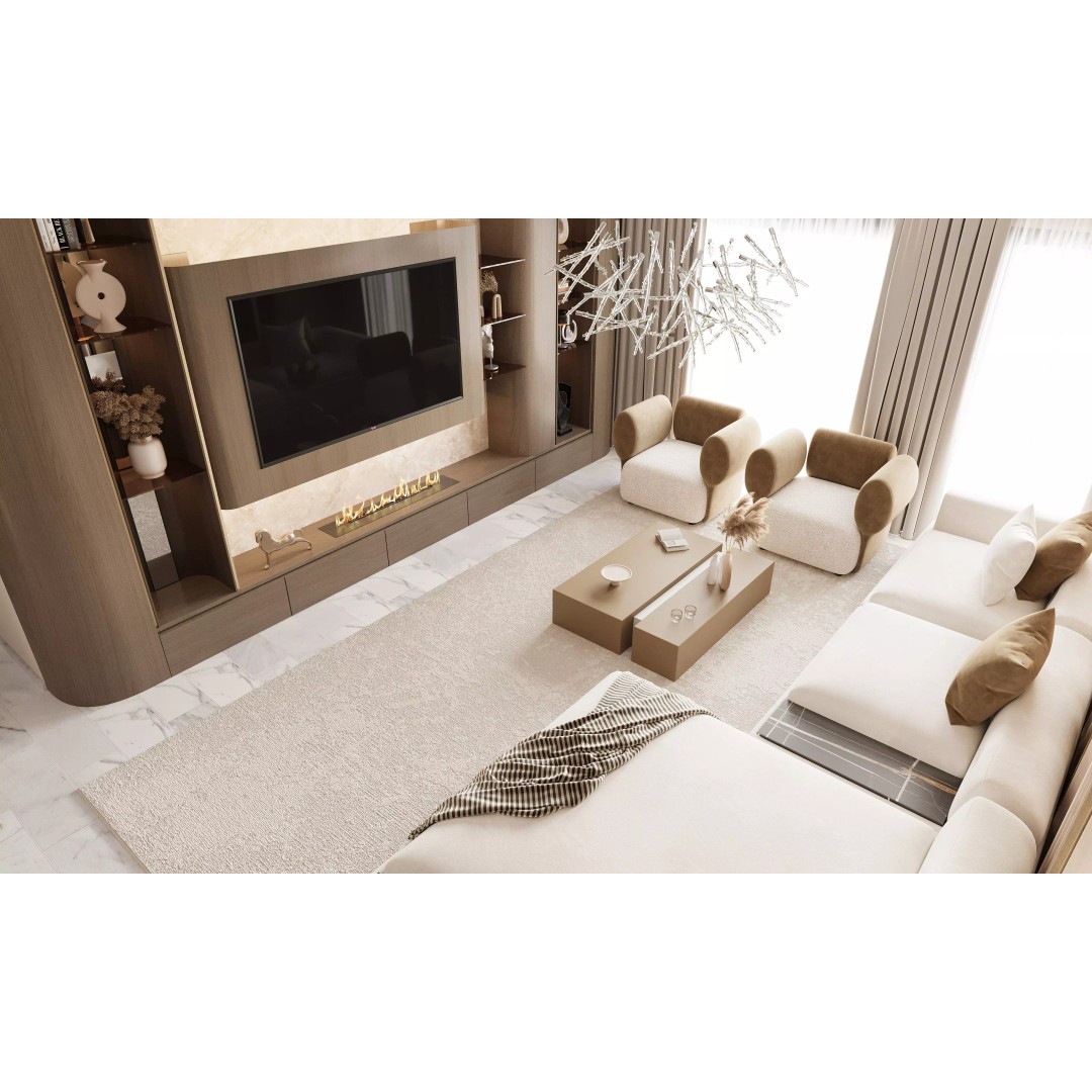 Warm Luxe Wood Living Room 3D Model – High Poly Interior Scene, FBX, OBJ - View 6