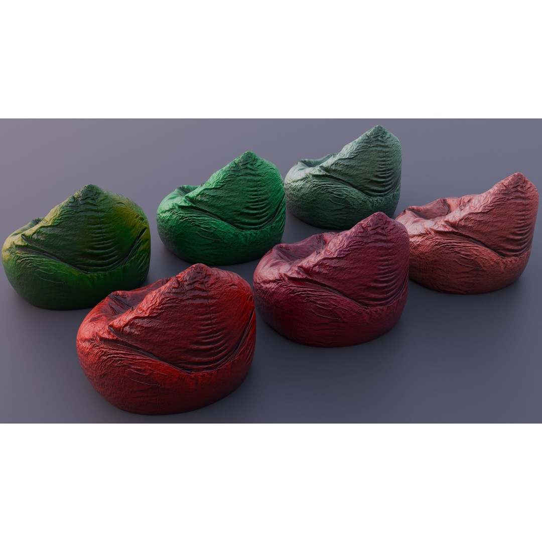 Realistic Bean Bag Chair 3D Model – PBR Textures, Game-Ready Formats - View 11