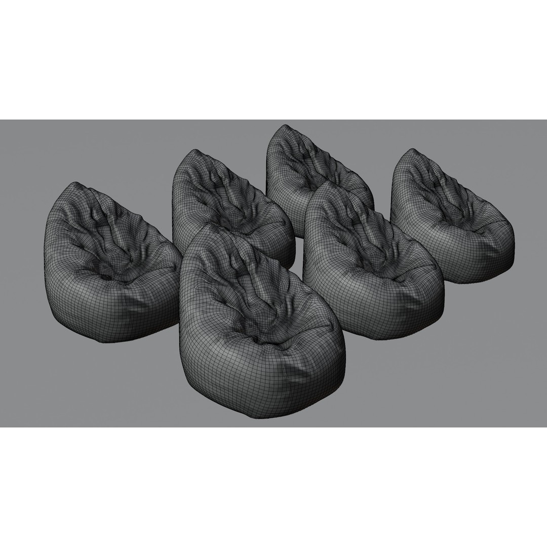 Realistic Bean Bag Chair 3D Model – PBR Textures, Game-Ready Formats - View 16