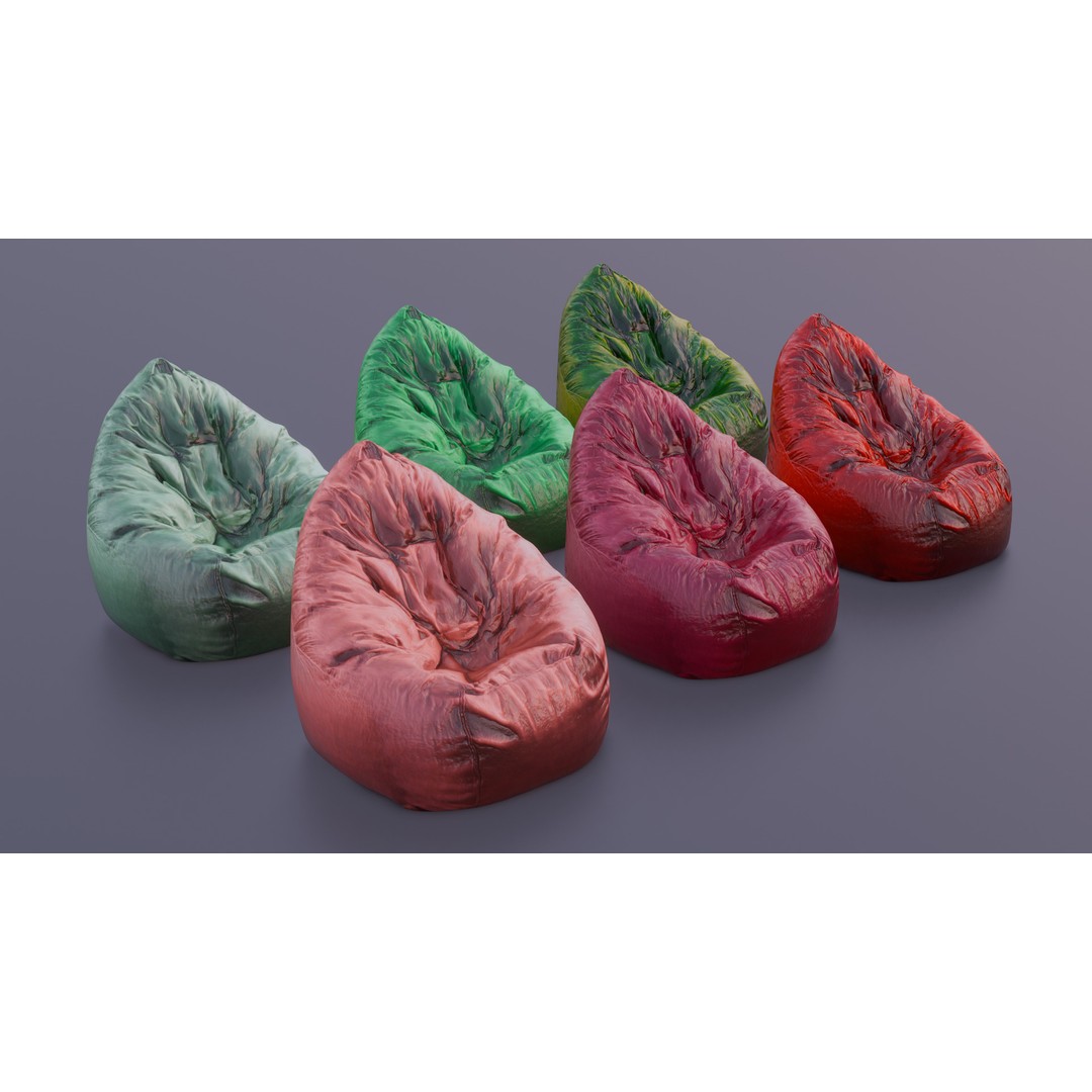 Realistic Bean Bag Chair 3D Model – PBR Textures, Game-Ready Formats - View 17