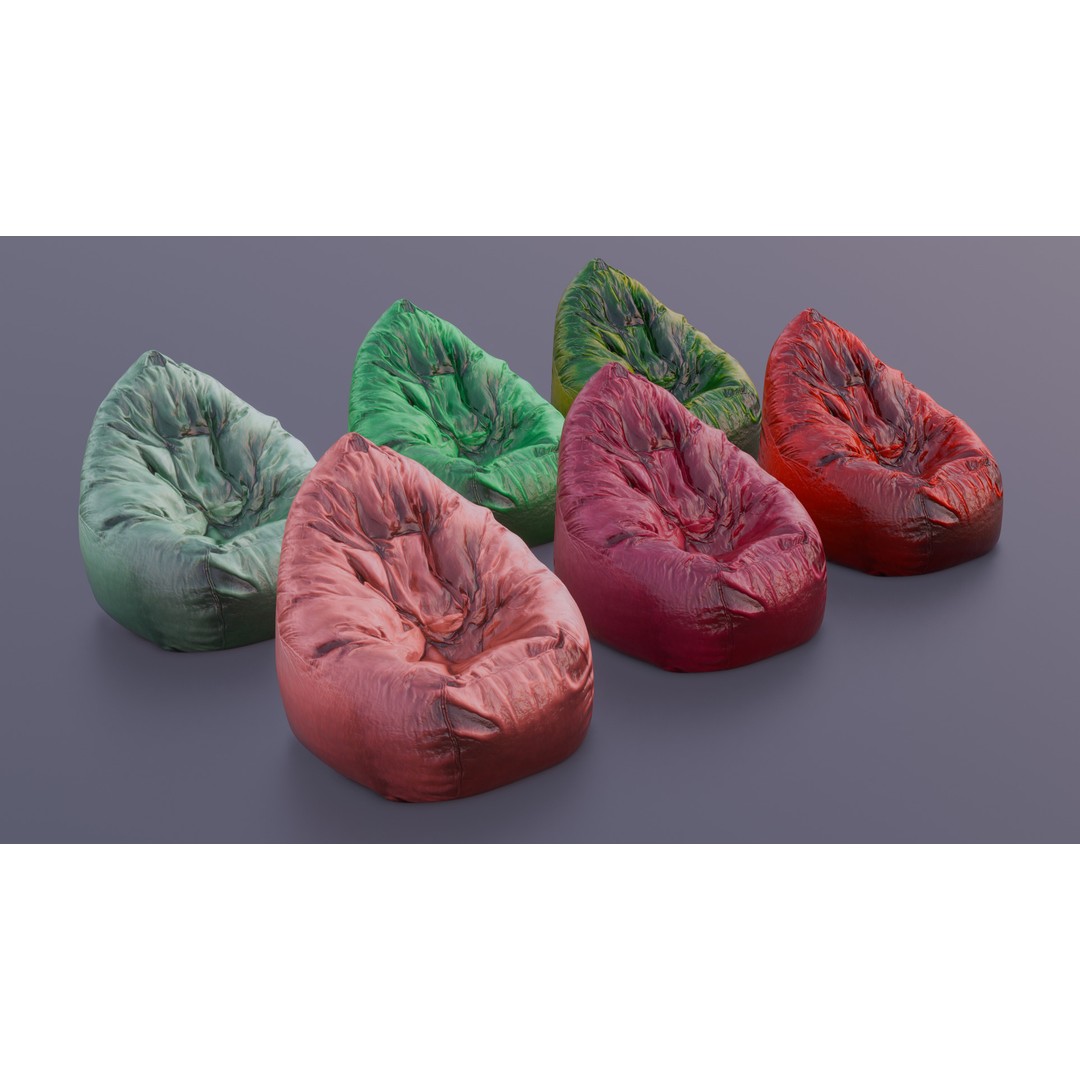 Realistic Bean Bag Chair 3D Model – PBR Textures, Game-Ready Formats - View 19