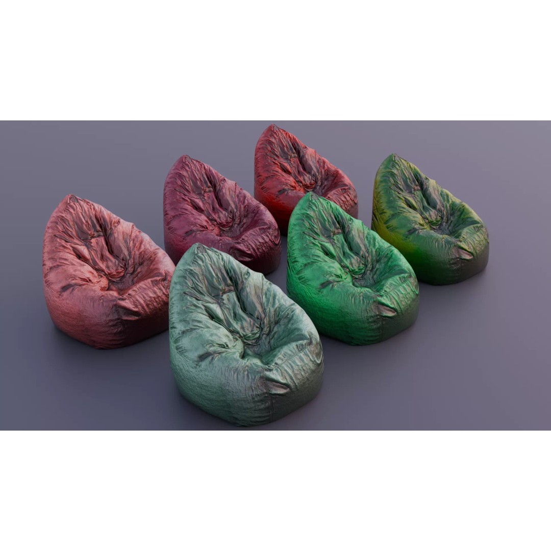 Realistic Bean Bag Chair 3D Model – PBR Textures, Game-Ready Formats - View 2