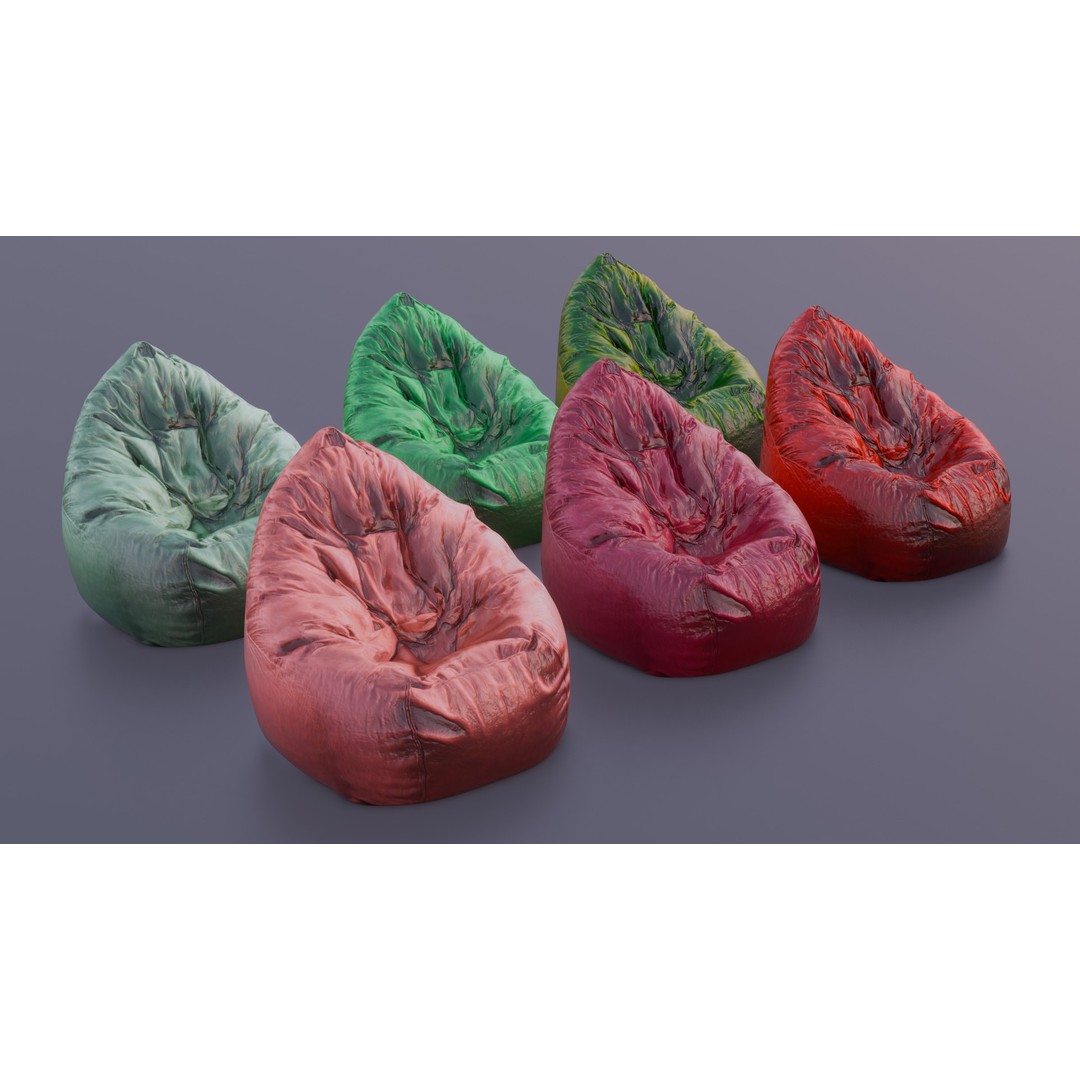 Realistic Bean Bag Chair 3D Model – PBR Textures, Game-Ready Formats - View 23