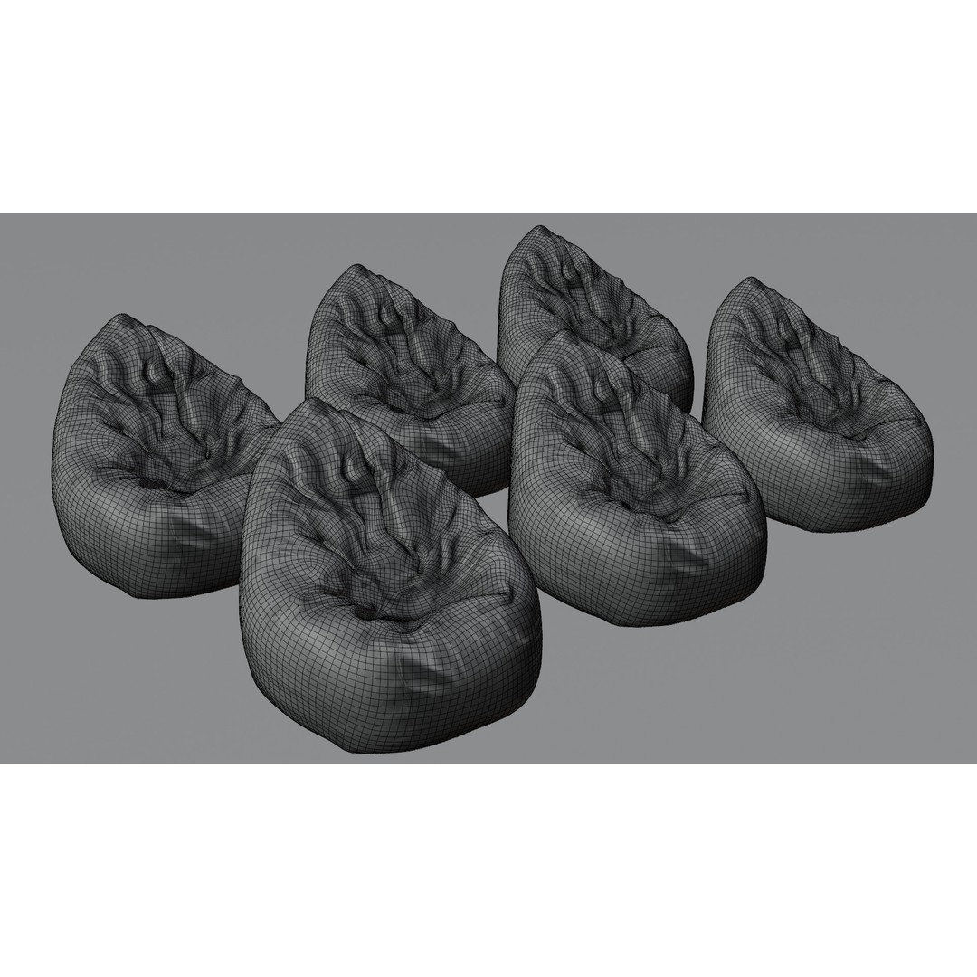 Realistic Bean Bag Chair 3D Model – PBR Textures, Game-Ready Formats - View 24