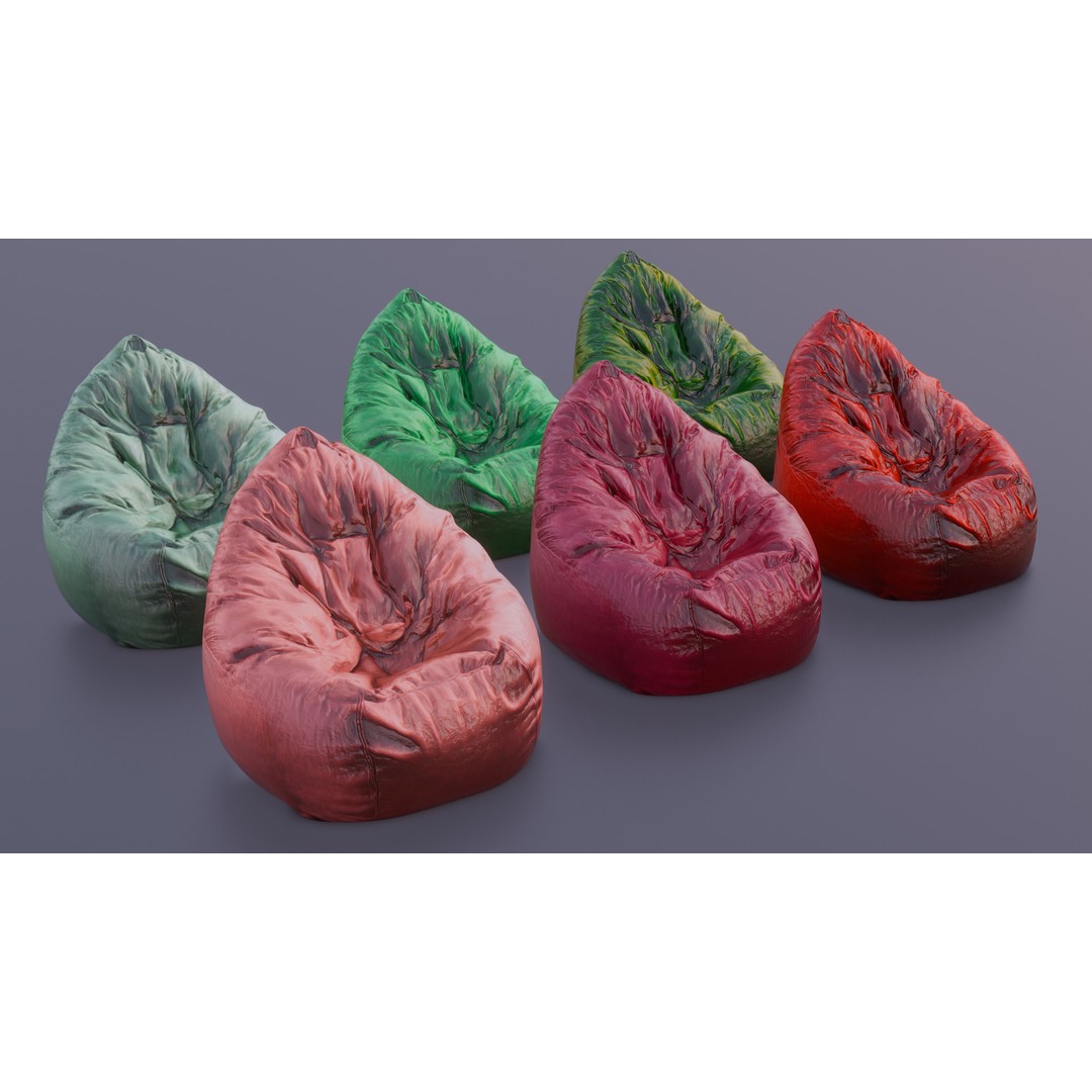 Realistic Bean Bag Chair 3D Model – PBR Textures, Game-Ready Formats - View 25