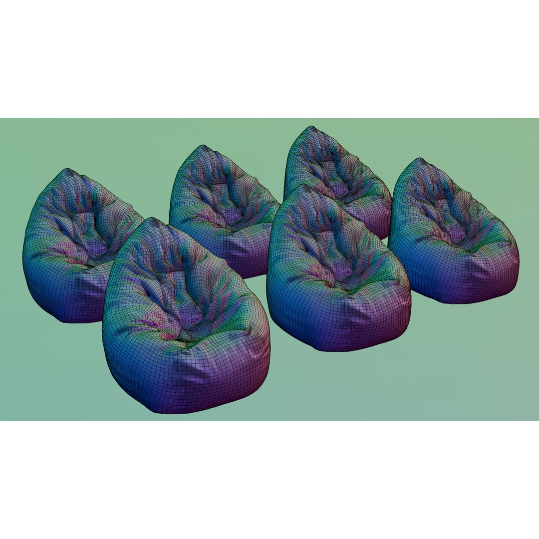 Realistic Bean Bag Chair 3D Model – PBR Textures, Game-Ready Formats - View 26