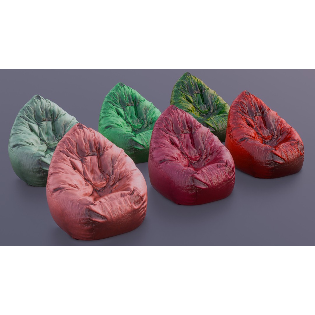 Realistic Bean Bag Chair 3D Model – PBR Textures, Game-Ready Formats - View 27