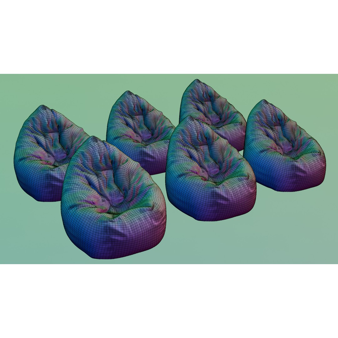 Realistic Bean Bag Chair 3D Model – PBR Textures, Game-Ready Formats - View 28