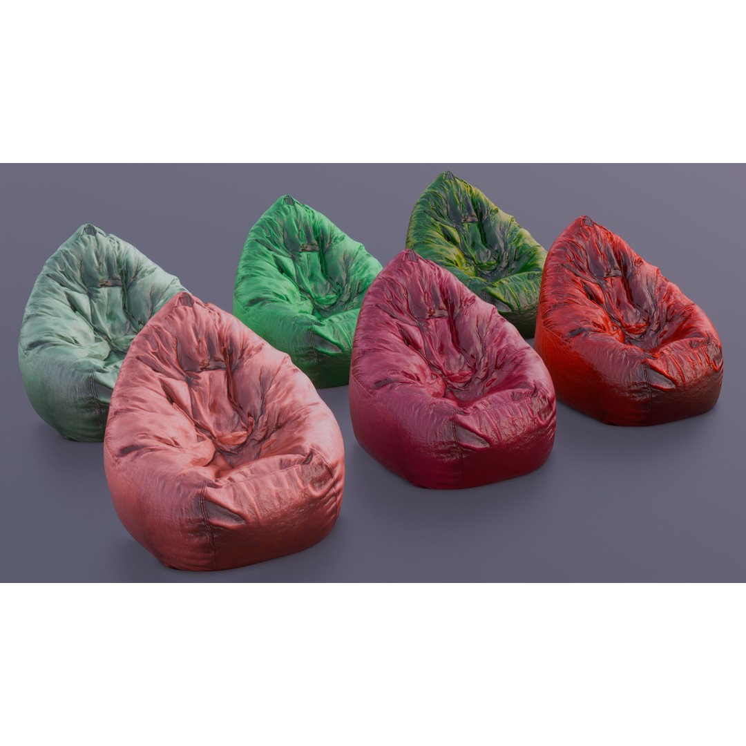 Realistic Bean Bag Chair 3D Model – PBR Textures, Game-Ready Formats - View 29