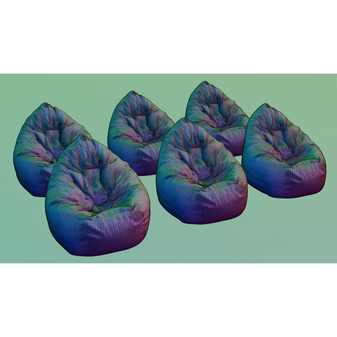 Realistic Bean Bag Chair 3D Model – PBR Textures, Game-Ready Formats - View 30