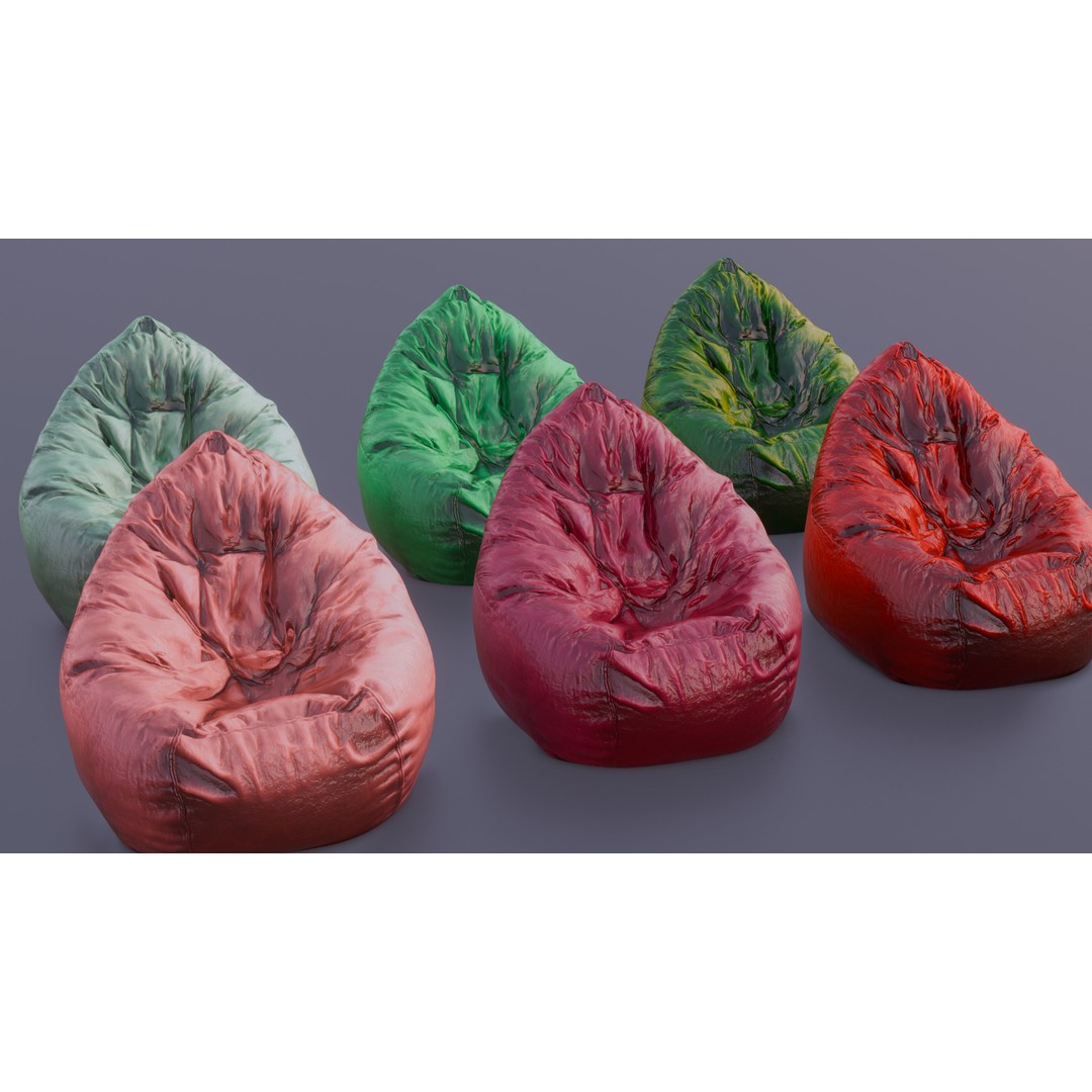 Realistic Bean Bag Chair 3D Model – PBR Textures, Game-Ready Formats - View 33