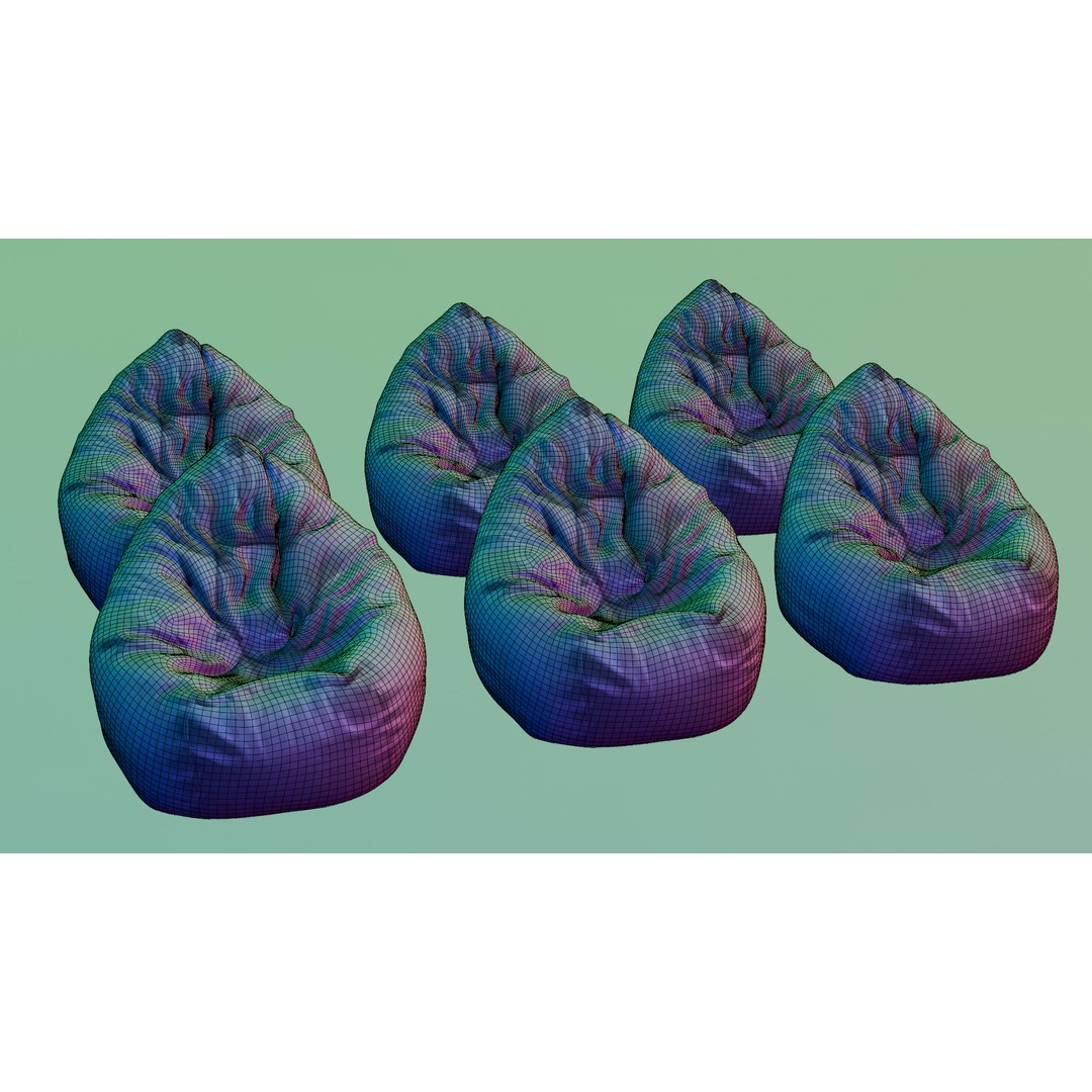 Realistic Bean Bag Chair 3D Model – PBR Textures, Game-Ready Formats - View 34