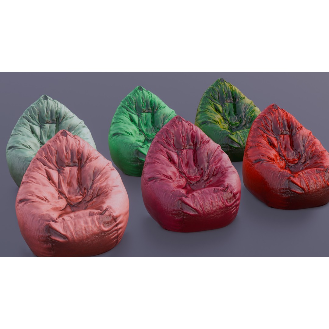 Realistic Bean Bag Chair 3D Model – PBR Textures, Game-Ready Formats - View 35