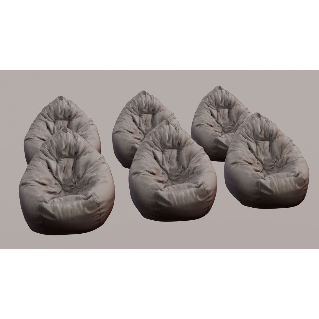 Realistic Bean Bag Chair 3D Model – PBR Textures, Game-Ready Formats - View 36