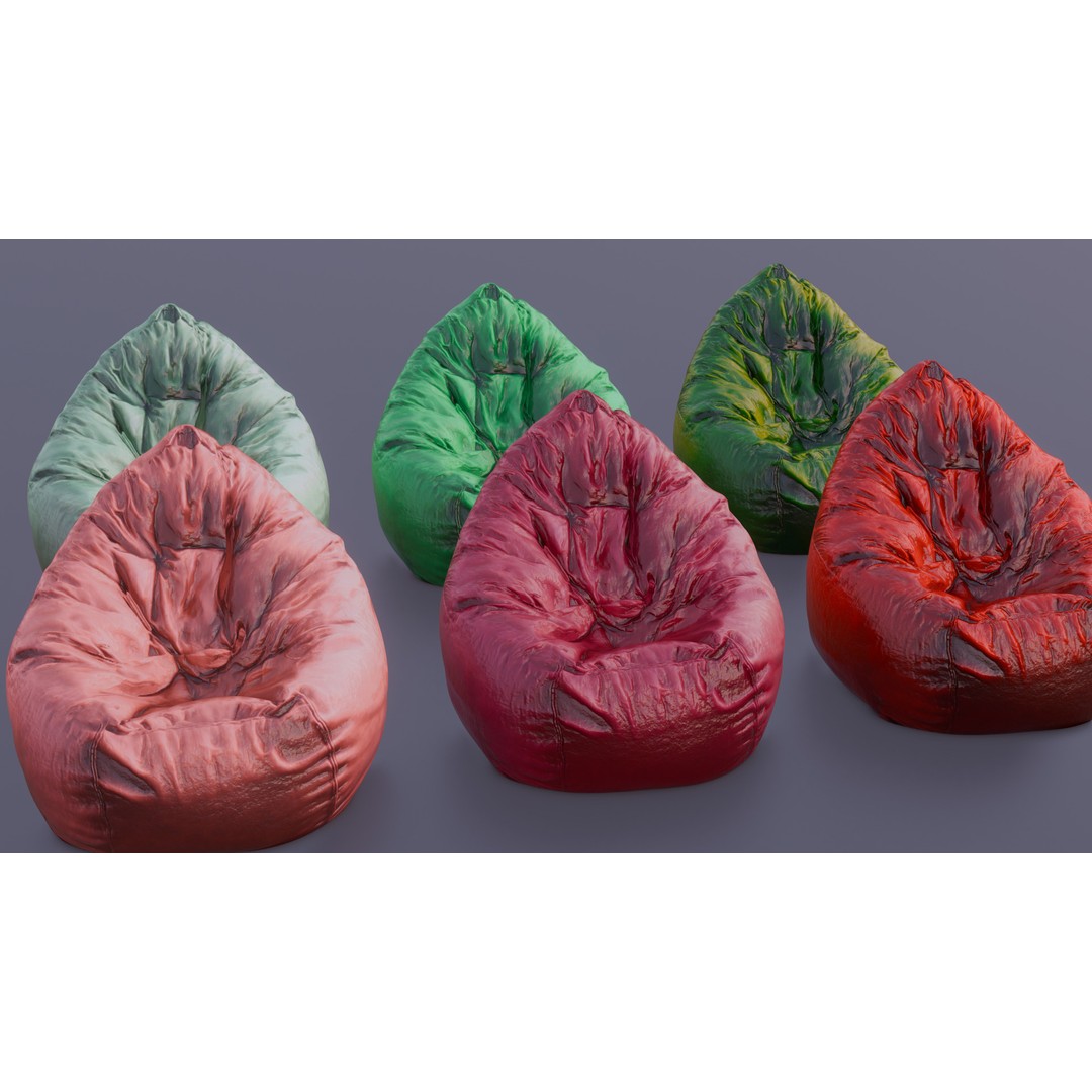 Realistic Bean Bag Chair 3D Model – PBR Textures, Game-Ready Formats - View 37