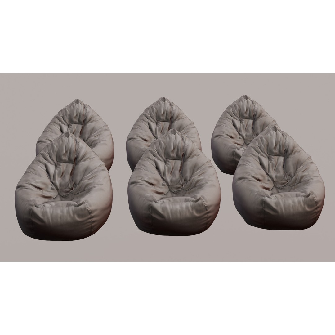 Realistic Bean Bag Chair 3D Model – PBR Textures, Game-Ready Formats - View 38