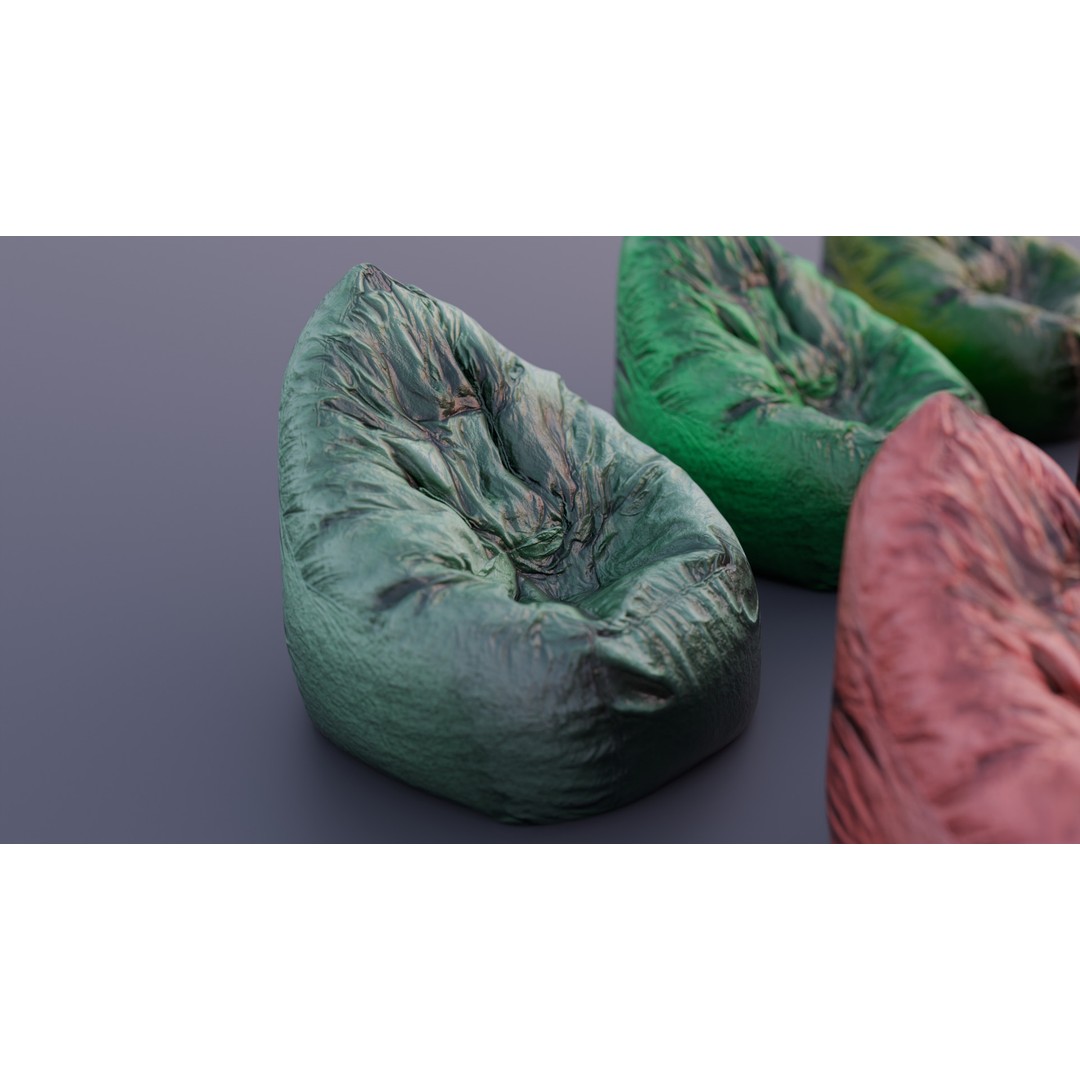 Realistic Bean Bag Chair 3D Model – PBR Textures, Game-Ready Formats - View 4