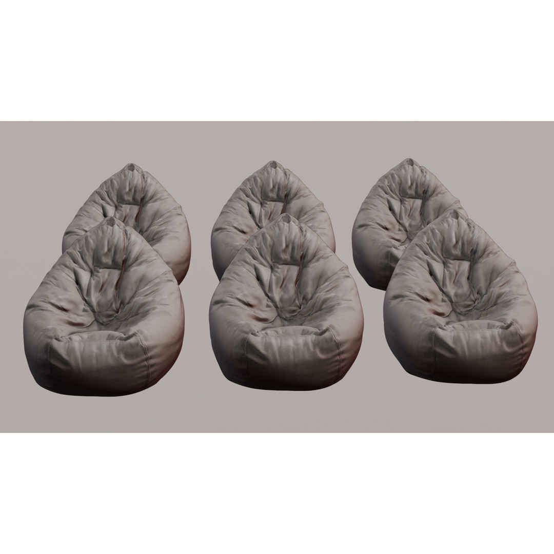 Realistic Bean Bag Chair 3D Model – PBR Textures, Game-Ready Formats - View 40
