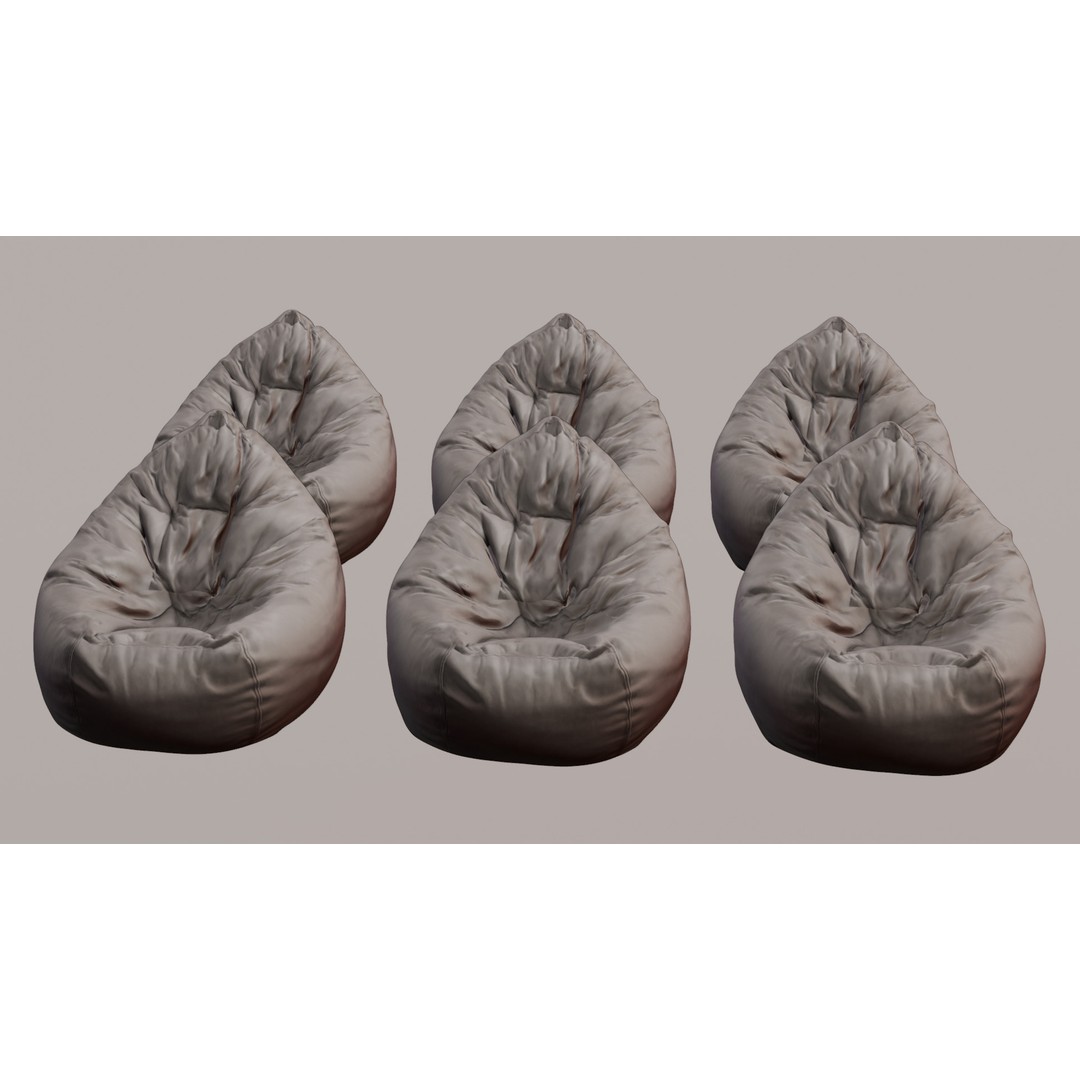 Realistic Bean Bag Chair 3D Model – PBR Textures, Game-Ready Formats - View 42