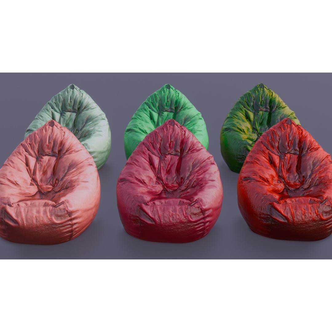 Realistic Bean Bag Chair 3D Model – PBR Textures, Game-Ready Formats - View 43