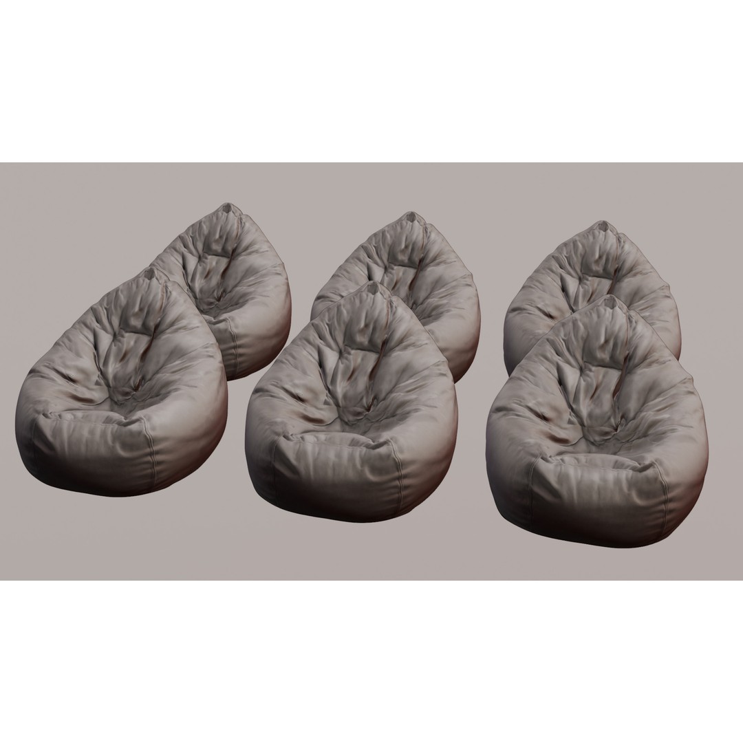 Realistic Bean Bag Chair 3D Model – PBR Textures, Game-Ready Formats - View 44