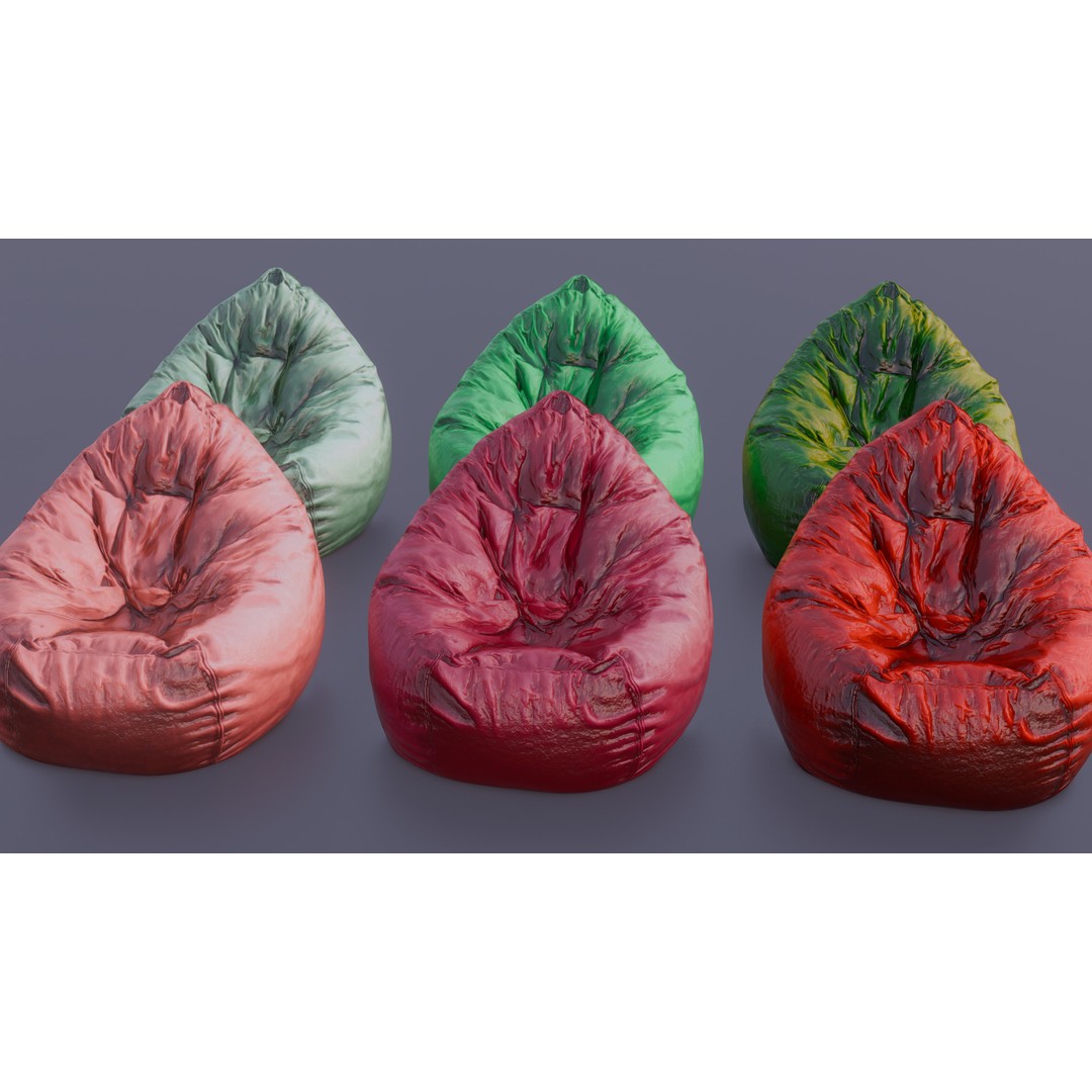 Realistic Bean Bag Chair 3D Model – PBR Textures, Game-Ready Formats - View 45