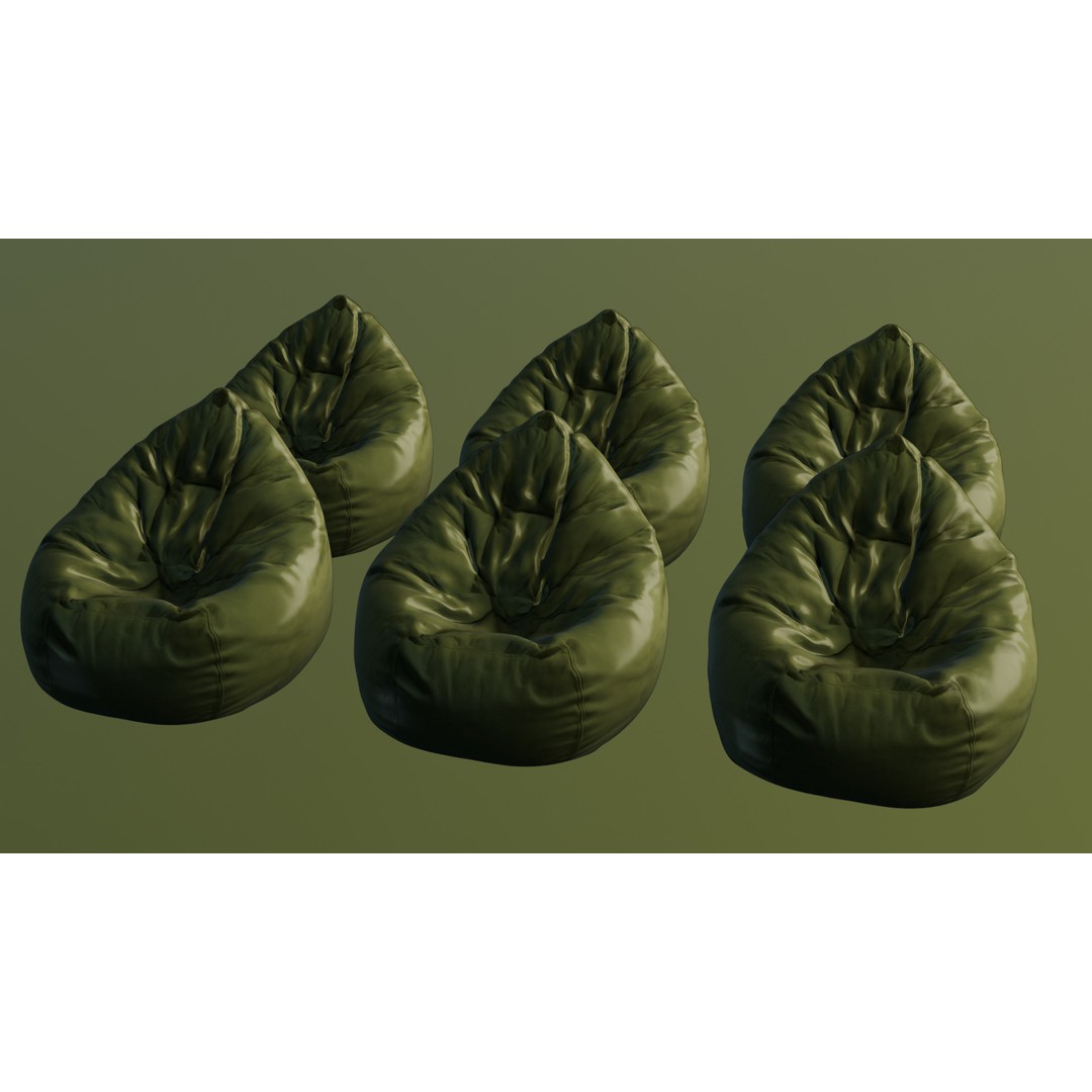 Realistic Bean Bag Chair 3D Model – PBR Textures, Game-Ready Formats - View 46