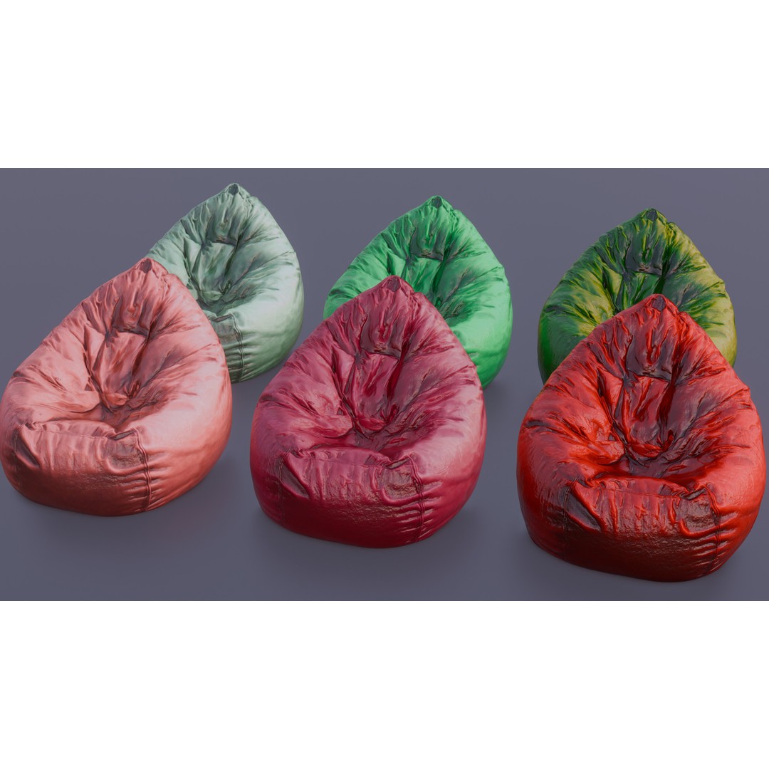 Realistic Bean Bag Chair 3D Model – PBR Textures, Game-Ready Formats - View 49